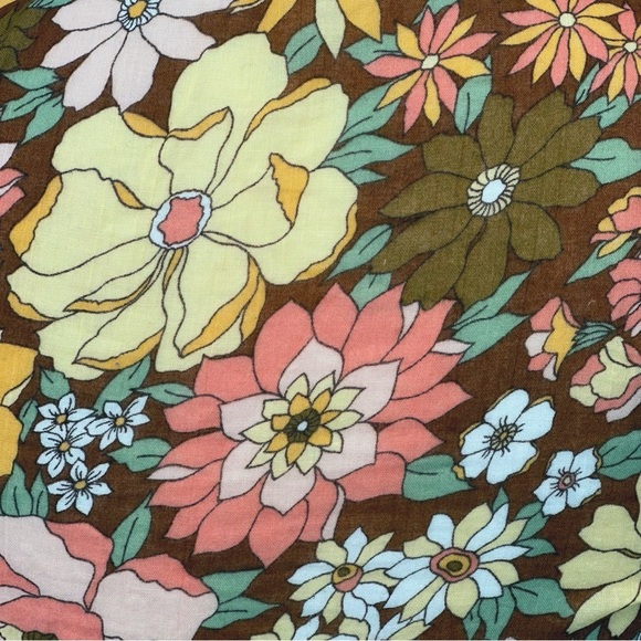 Billabong X The Salty Blonde Brown Floral Ruffled Tie-Front Blouse Size M - Picture 4 of 12